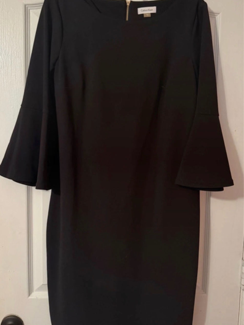 Calvin Klein Black Midi Dress with Bell Sleeves